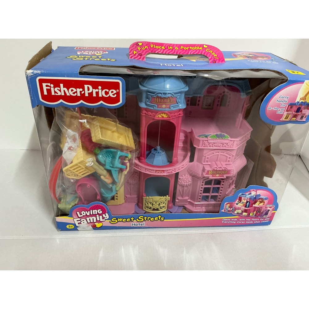 Fisher-Price Vintage Sweet Streets Hotel Playset Loving Family Portable Y2K READ